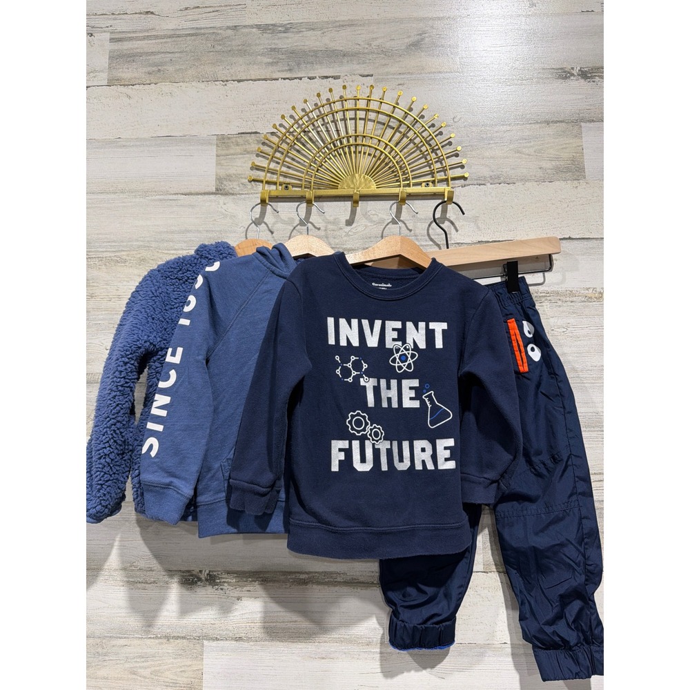 Magellan OshKosh Boys 4T Blue 4pc Bundle Fleece Long Sleeve Jacket Joggers Lot